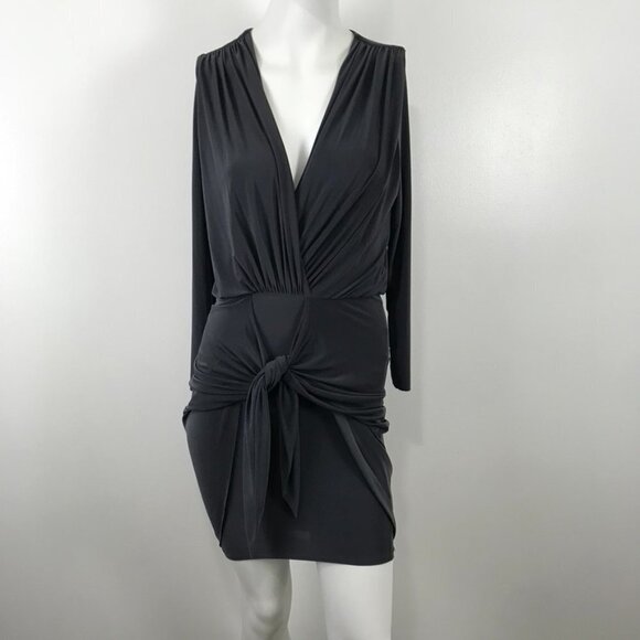 Misa Los Angeles Wrap Front Slinky Mini Dress with Raw Hemlines - Picture 5 of 15